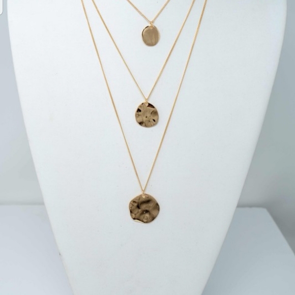 Gold Pendant Layer Coin Necklace NEW - Picture 2 of 4
